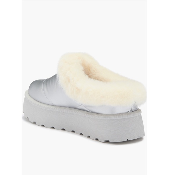 Steve Madden Unite Faux Fur Platform Clogs Metallic Silver & White Women’s 10 - Picture 6 of 14